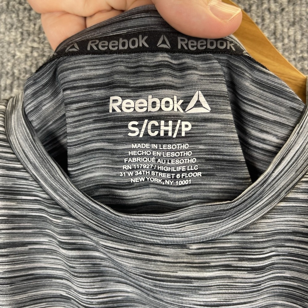 Reebok Shirt Men's Small Gray Rise Press Crewneck Shirt Gym Exercise Activewear - Picture 5 of 7